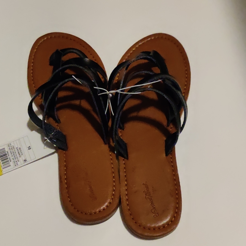 Maritza multi strap toe slide sandal Black